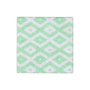 Green and white diamond pattern stone magnet