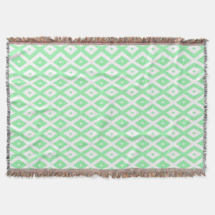 Green and white diamond pattern throw blanket