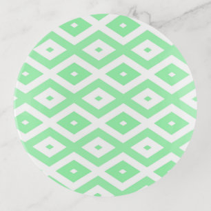 Green and white diamond pattern trinket tray