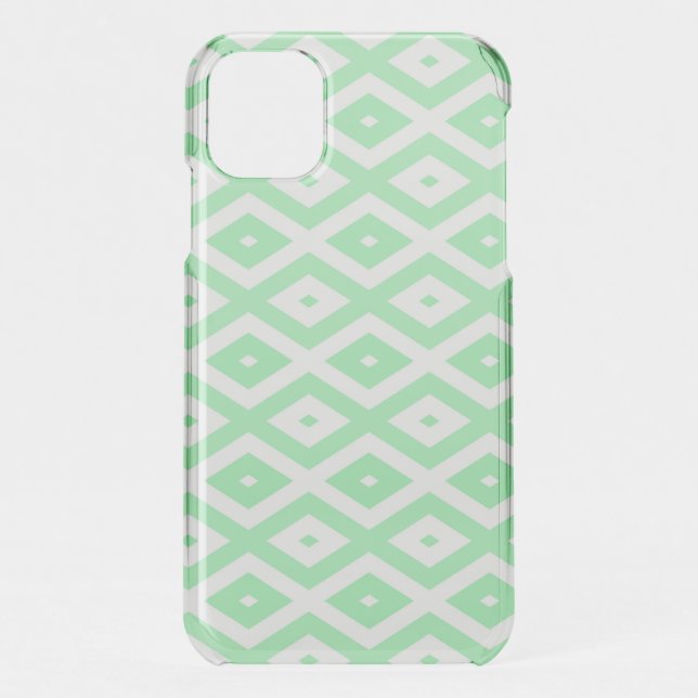 Green and white diamond pattern uncommon iPhone case (Back)