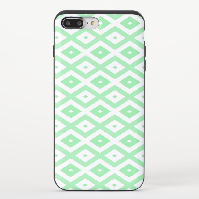 Green and white diamond pattern uncommon iPhone case (Back)