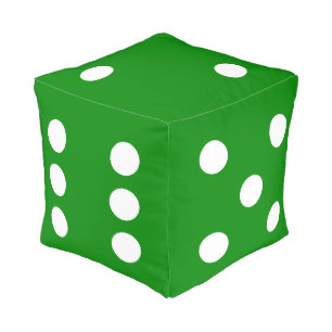 Green and white die dice symbol pouf