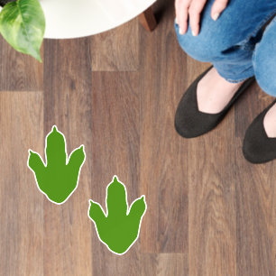Green and White Dinosaur Footprint Birthday Floor Decals