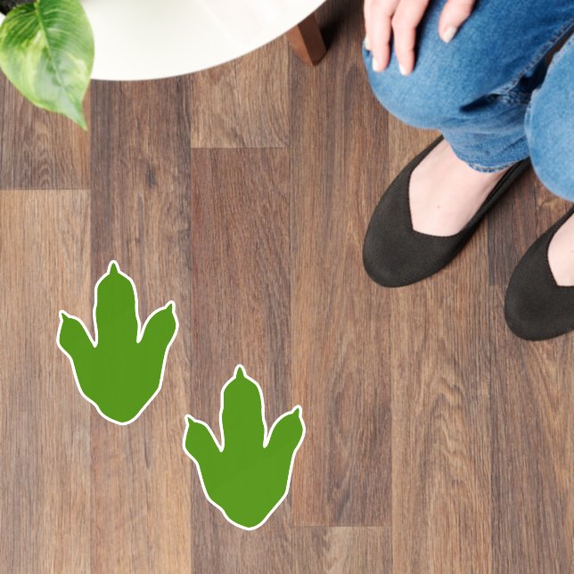 Green and White Dinosaur Footprint Birthday Floor Decals (Floor)
