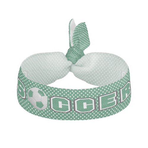 Green and White Dots  Soccer Ball Elastic Hair Tie