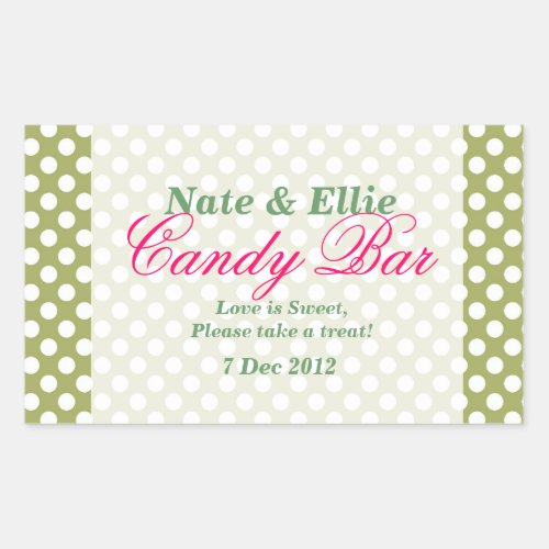 Green and white  dotty Candy Bar Sticker