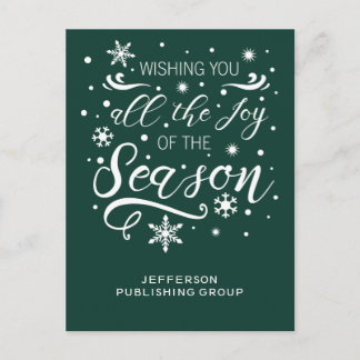 Green and White Elegant Modern Business holiday Postcard