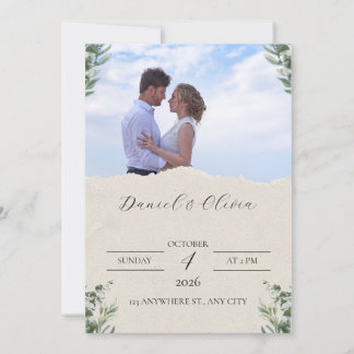 Green and White Elegant Wedding Invitation