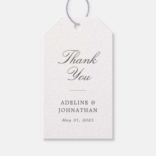 Green and White Elegant Wedding Thank You Gift Tags