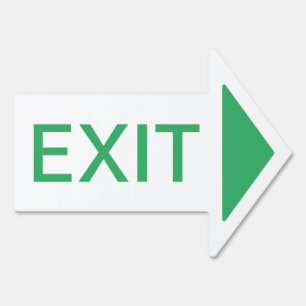 Green and White Exit Arrow Sign