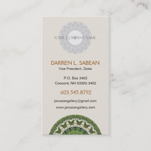 Green and White Farmers Market Mandala Business Card