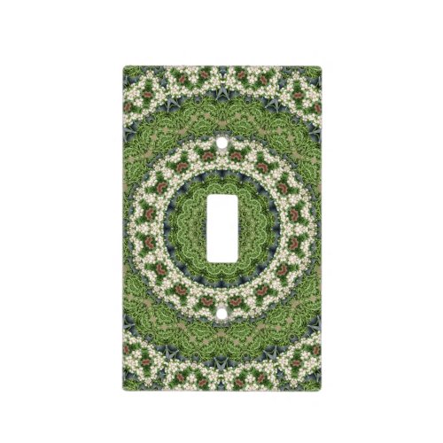 Green and White Farmers Market Mandala Light Switch Cover