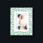 Green and White Festive Foliage | Holiday Canvas Print<br><div class="desc">Show off your photo in style with our Festive Foliage holiday canvas print. The custom canvas print features displays your photo with a white rectangle frame and a pattern of green and white holly berries and leaves.</div>