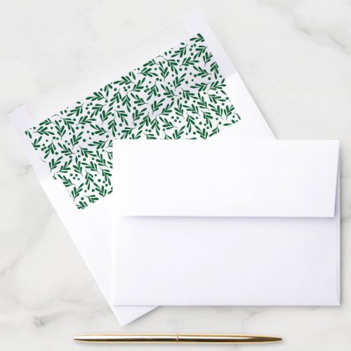Green and White Festive Foliage  Holiday Envelope Liner