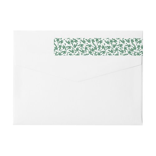 Green and White Festive Foliage  Holiday Wrap Around Label