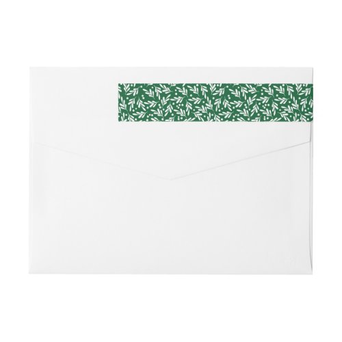 Green and White Festive Foliage  Holiday Wrap Around Label
