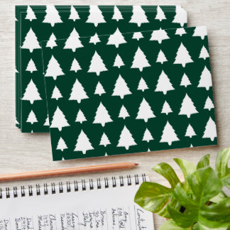 Green And White Fir Christmas Tree Pattern Envelope