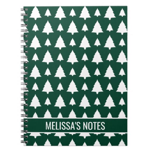 Green And White Fir Christmas Tree Pattern  Text Notebook