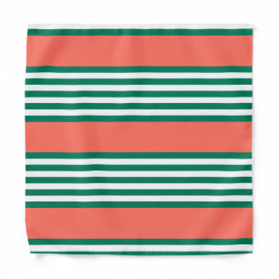 Green and white five stripe pattern with coral bandana