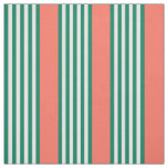 Green and white five stripe pattern with coral fabric