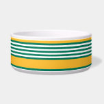 Green and white five stripe pattern with yellow bowl<br><div class="desc">Forest green and white five stripe pattern with sunny yellow</div>