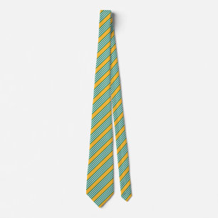 Green and white five stripe pattern with yellow neck tie