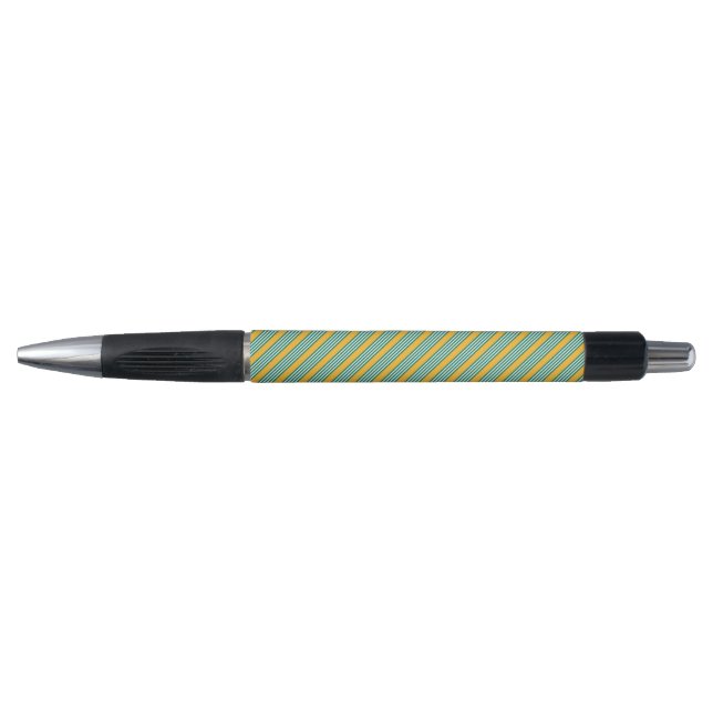 Green and white five stripe pattern with yellow pen (Front)
