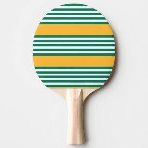 Green and white five stripe pattern with yellow ping pong paddle