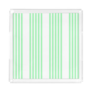 Green and white five stripes pattern acrylic tray