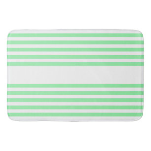 Green and white five stripes pattern bath mat