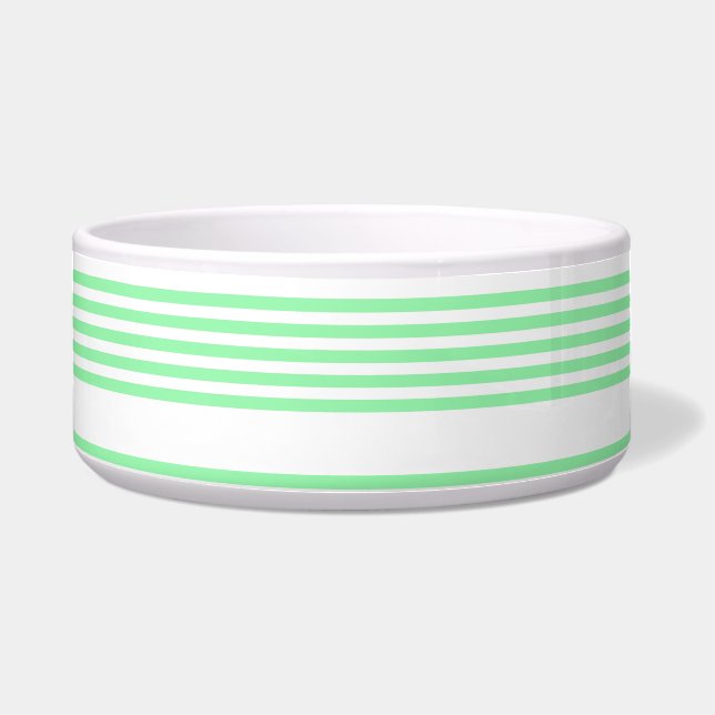 Green and white five stripes pattern bowl (Front)