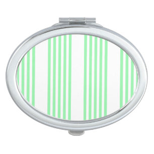 Green and white five stripes pattern compact mirror