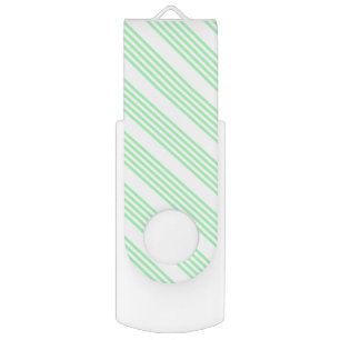 Green and white five stripes pattern flash drive