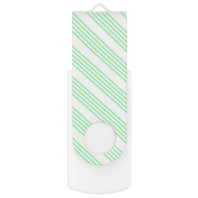 Green and white five stripes pattern flash drive (Front Vertical)