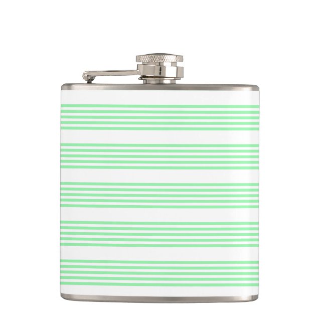 Green and white five stripes pattern flask (Front)