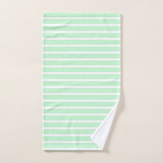 Green and white five stripes pattern hand towel  (Hand Towel)