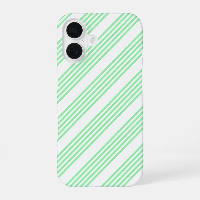 Green and white five stripes pattern iPhone case (Back)
