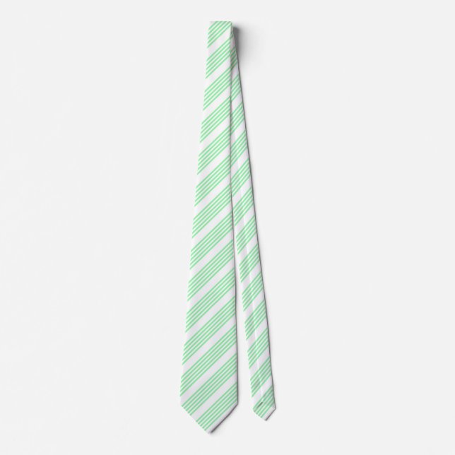 Green and white five stripes pattern neck tie (Front)