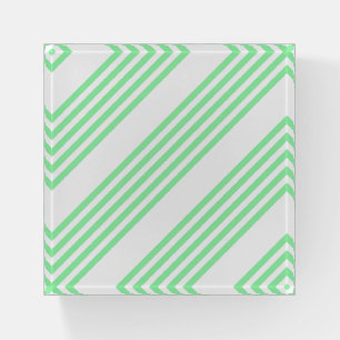 Green and white five stripes pattern paperweight