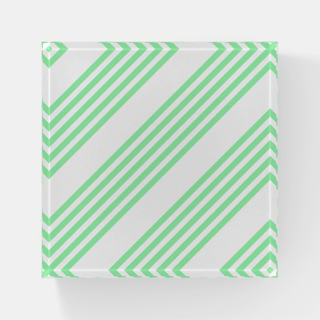 Green and white five stripes pattern paperweight (Front)