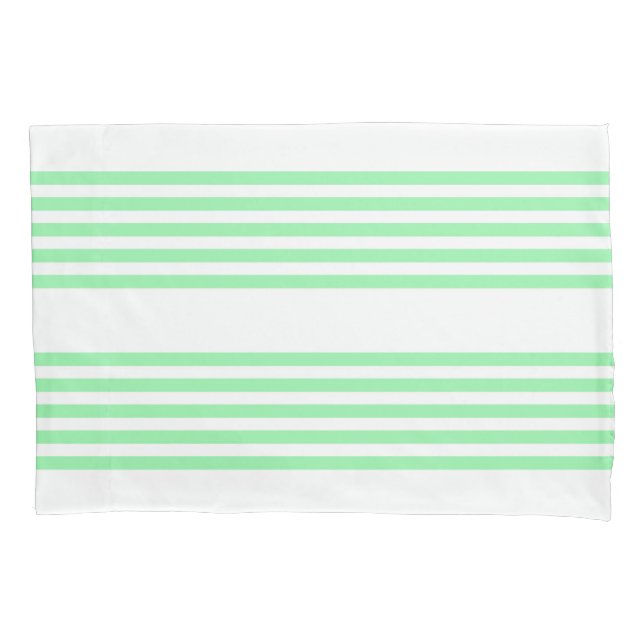 Green and white five stripes pattern pillow case (Front)