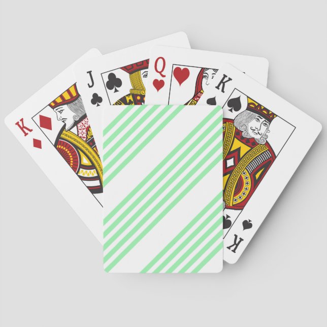 Green and white five stripes pattern poker cards (Back)