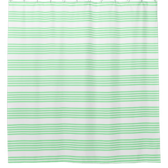Green and white five stripes pattern shower curtain (Front)
