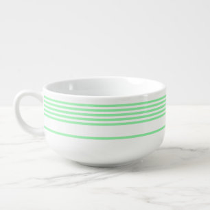 Green and white five stripes pattern soup mug
