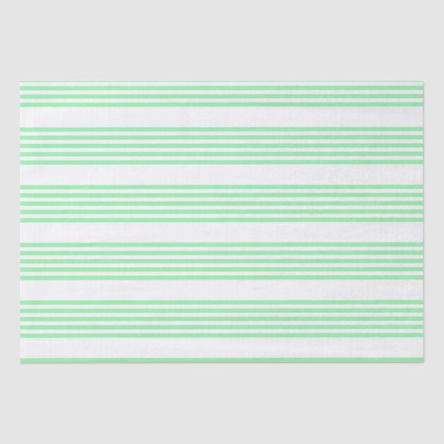 Green and white five stripes pattern tissue paper (Front)