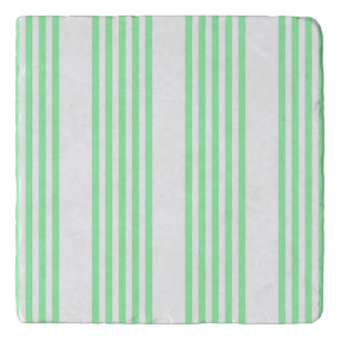 Green and white five stripes pattern trivet