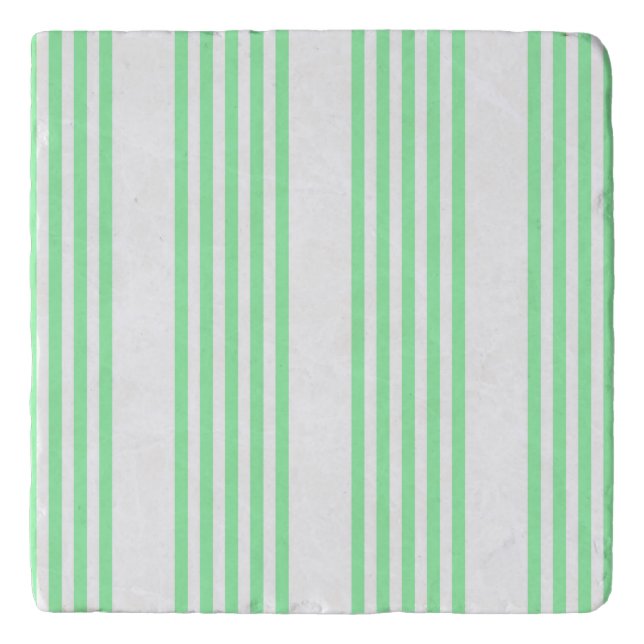 Green and white five stripes pattern trivet (Front)