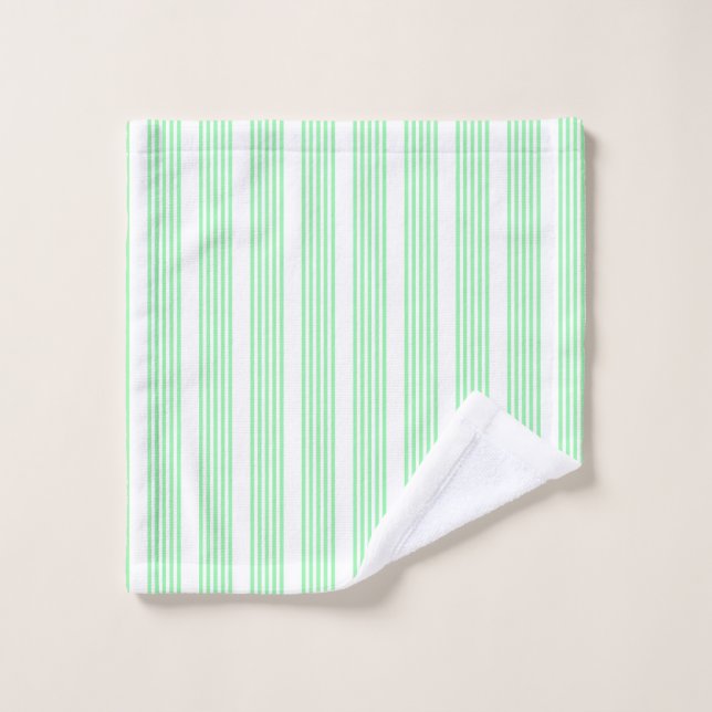 Green and white five stripes pattern wash cloth (Wash Cloth)