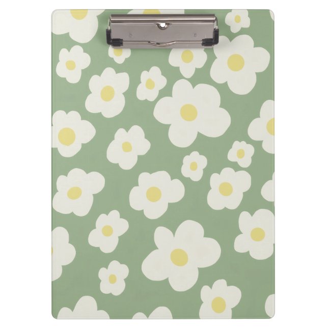 Green and white floral  clipboard (Front)