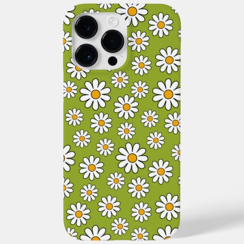 Green and White Floral Daisy Pattern Case_Mate iPhone 14 Pro Max Case
